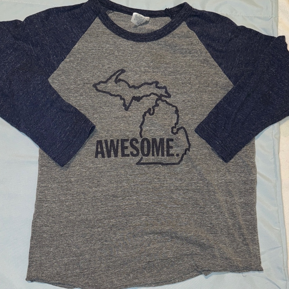 Awesome Kids Short Sleeve Tee - Gray and Blue